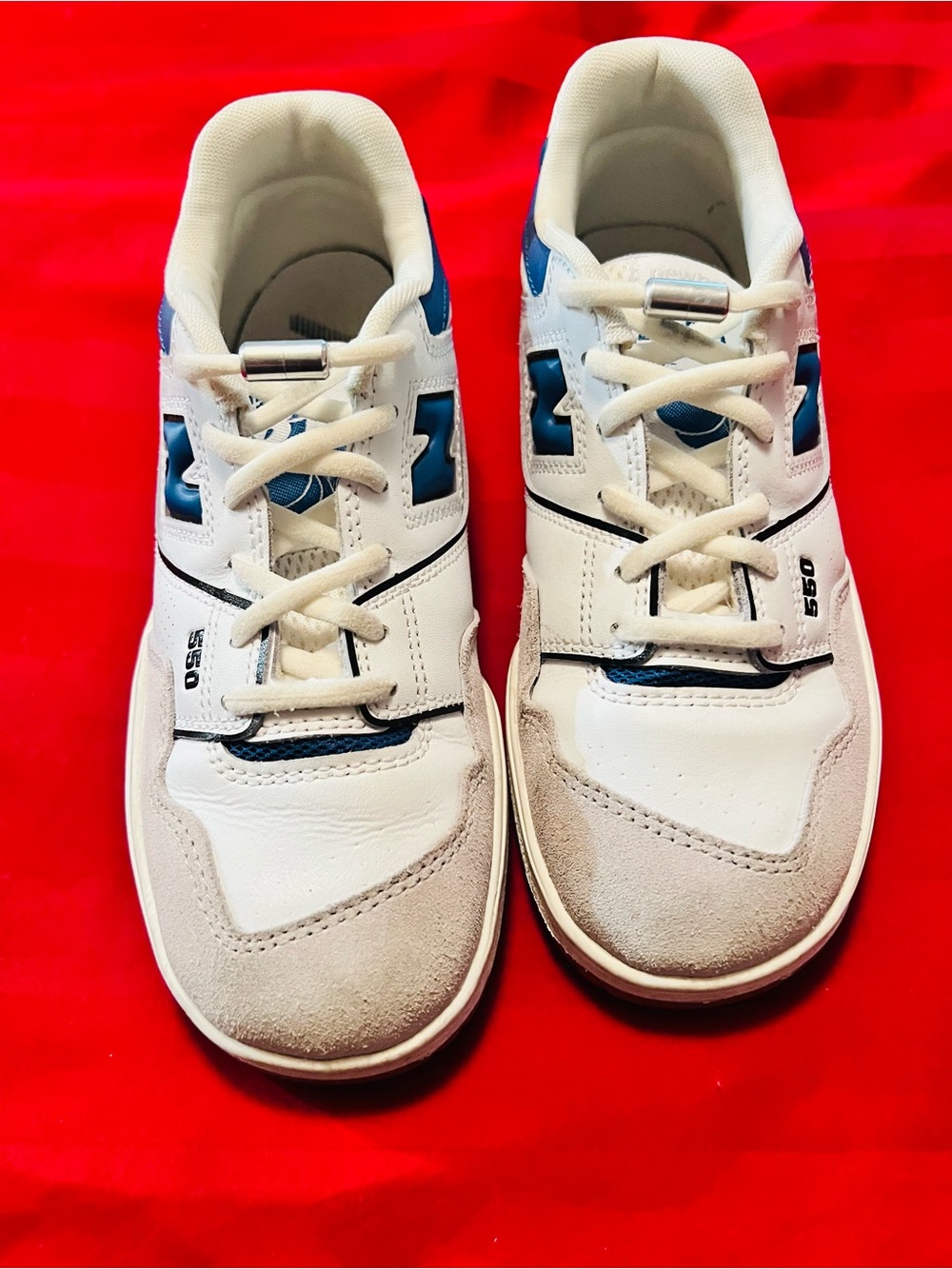 Boys New Balance White and Blue Kids Sneakers